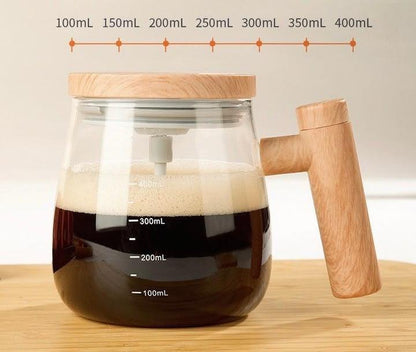 Electric Rechargeable Self-Stirring Mixing Glass Mug with Handle & Lid (400ml)