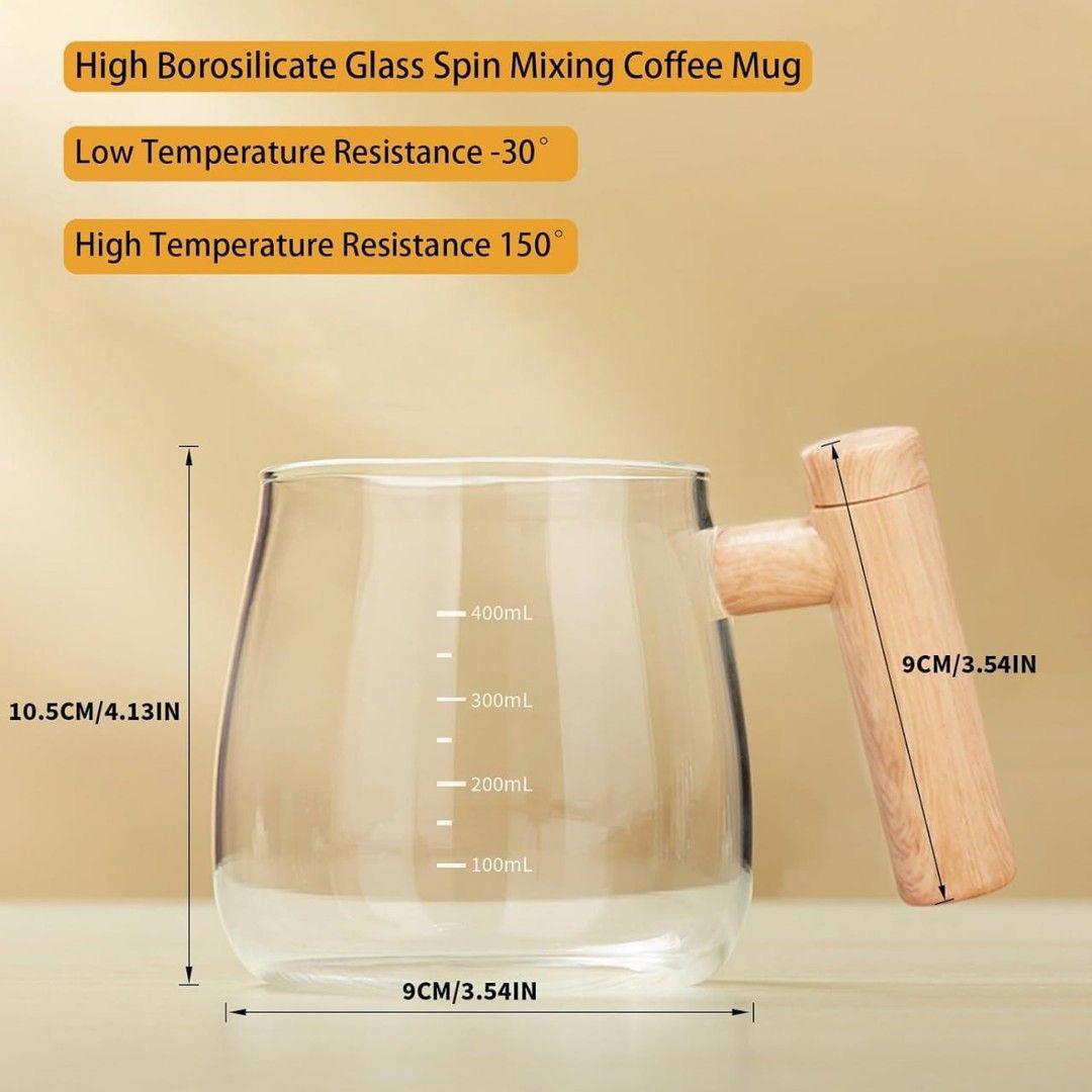 Electric Rechargeable Self-Stirring Mixing Glass Mug with Handle & Lid (400ml)