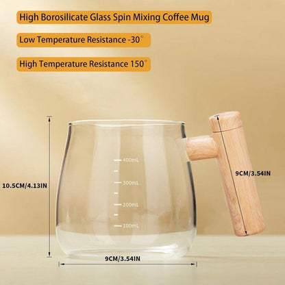 Electric Rechargeable Self-Stirring Mixing Glass Mug with Handle & Lid (400ml)