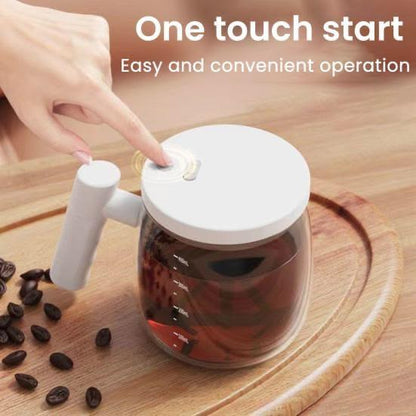 Electric Rechargeable Self-Stirring Mixing Glass Mug with Handle & Lid (400ml)