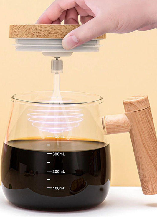 Electric Rechargeable Self-Stirring Mixing Glass Mug with Handle & Lid (400ml)