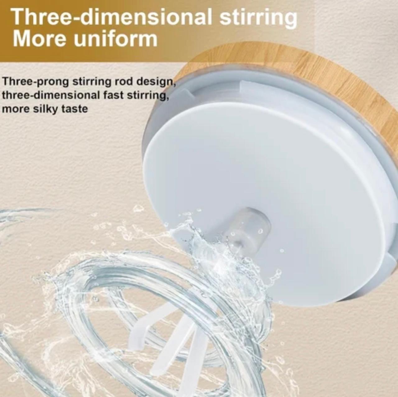 Electric Rechargeable Self-Stirring Mixing Glass Mug with Handle & Lid (400ml)