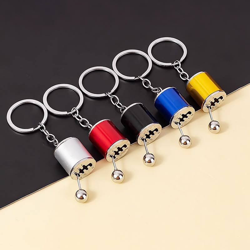 Metal Gear-Shift Keychain with Moving Knob