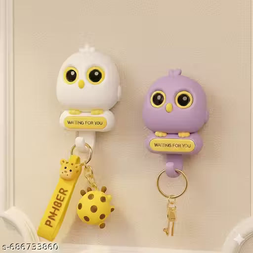 Multi-Colour Owl Wall Key Holder Hook with Blinking Eyes