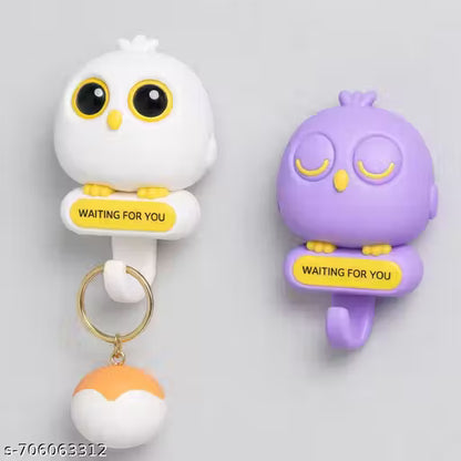 Multi-Colour Owl Wall Key Holder Hook with Blinking Eyes