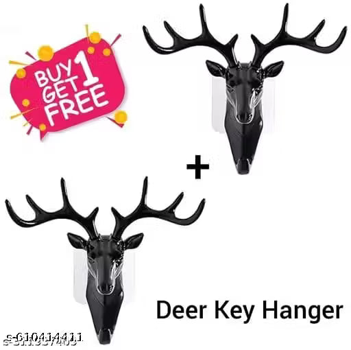 Deer Head Wall-Mount Key Holder & Organizer – Pack of 2