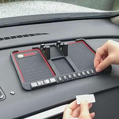 Rubber Car Dashboard Phone Mat with 360° Rotating Phone Holder – Black