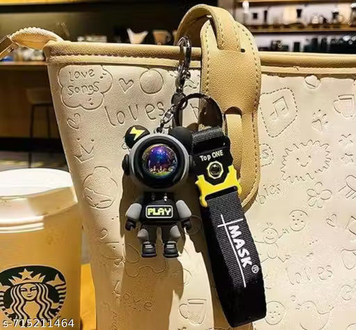 Astronaut Cartoon Keychain with Mask Strap – Premium Rubber Key Holder