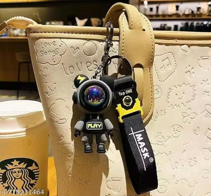 Astronaut Cartoon Keychain with Mask Strap – Premium Rubber Key Holder