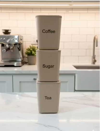 Premium Tea Coffee & Sugar Containers – Set of 3 (800ml Each)